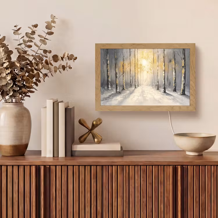 Winter - Abstract - Sneeuw - Natuur - Zon Light Box met kabel (Tafellamp) klein -sfeer2
