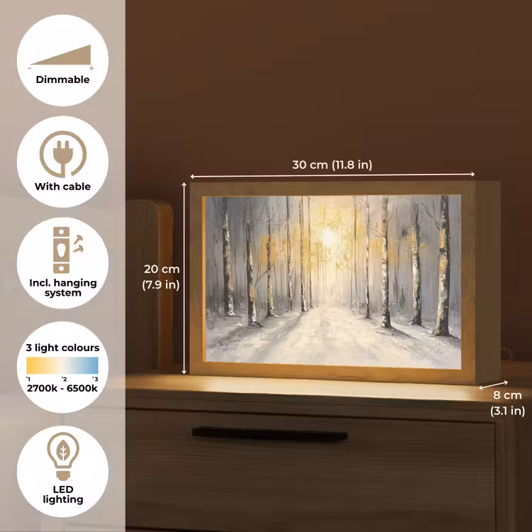 Winter - Abstract - Sneeuw - Natuur - Zon Light Box met kabel (Tafellamp) klein -USP_EN