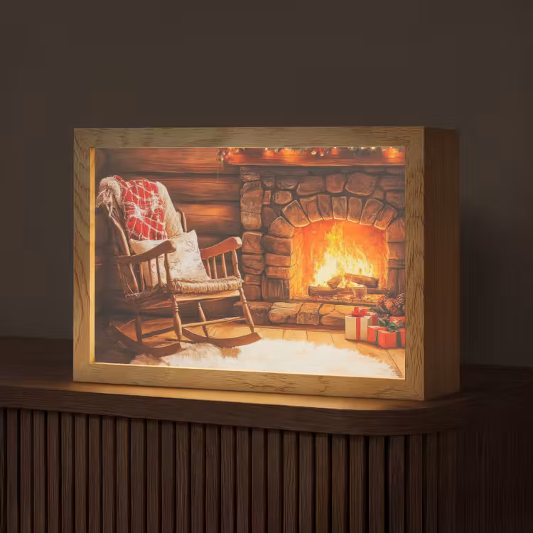 Winter - Kerst - Huis - Openhaard Light Box met kabel (Tafellamp) klein -z3d_website