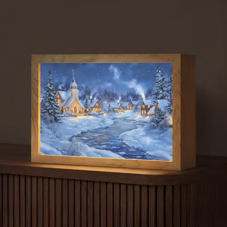 Winteravond - Kerstdorp - Donker Light Box met kabel (Tafellamp) klein -z3d_website