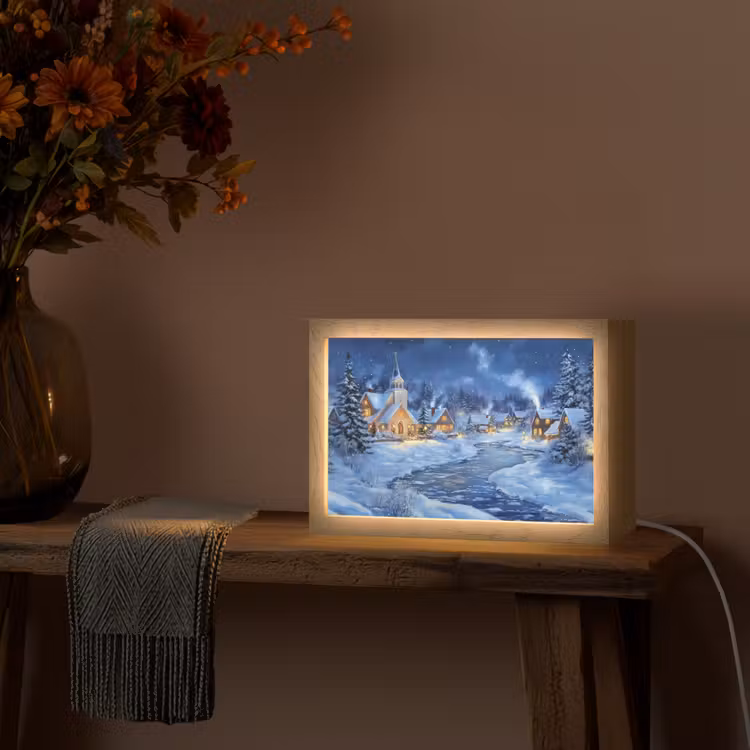 Winteravond - Kerstdorp - Donker Light Box met kabel (Tafellamp) klein -sfeer4