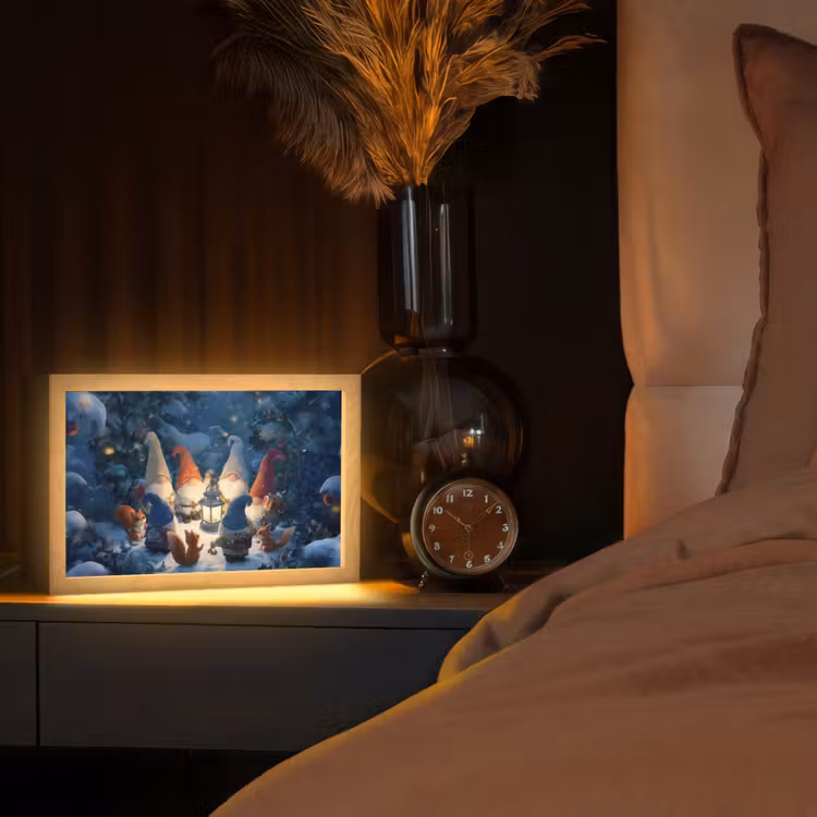 Winter - Gnooms - Eekhoorns - Meerkleurig Light Box met kabel (Tafellamp) klein -sfeer1
