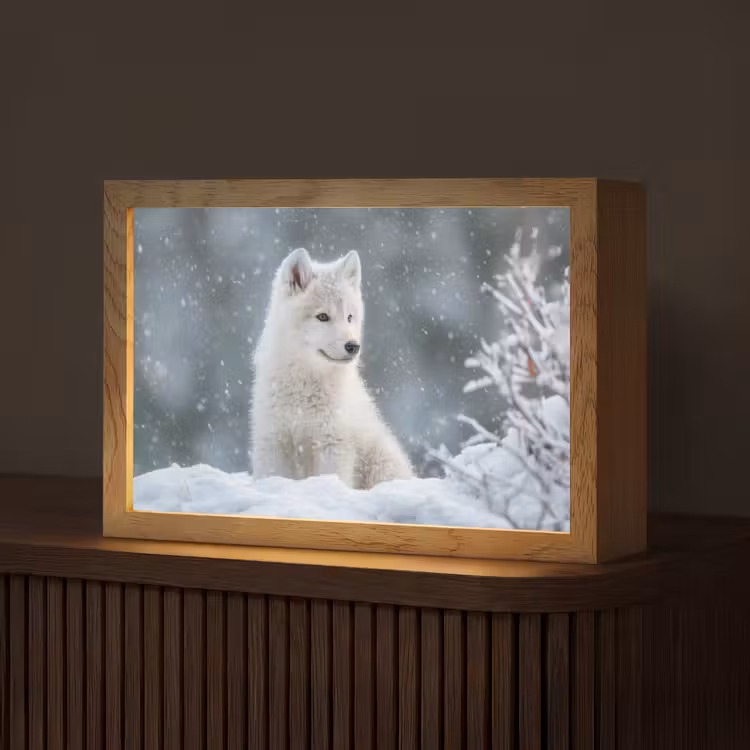Wolf - Pup - Sneeuw Light Box met kabel (Tafellamp) klein -z3d_website
