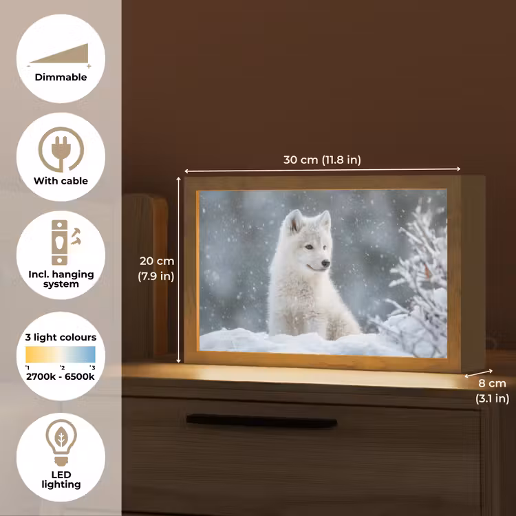 Wolf - Pup - Sneeuw Light Box met kabel (Tafellamp) klein -USP_EN