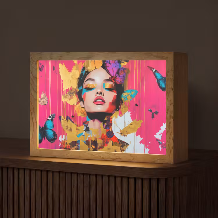Vrouw - Abstract - Kleurrijk Light Box met kabel (Tafellamp) klein -z3d_website