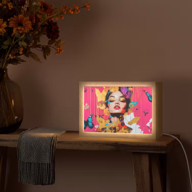 Vrouw - Abstract - Kleurrijk Light Box met kabel (Tafellamp) klein -sfeer4