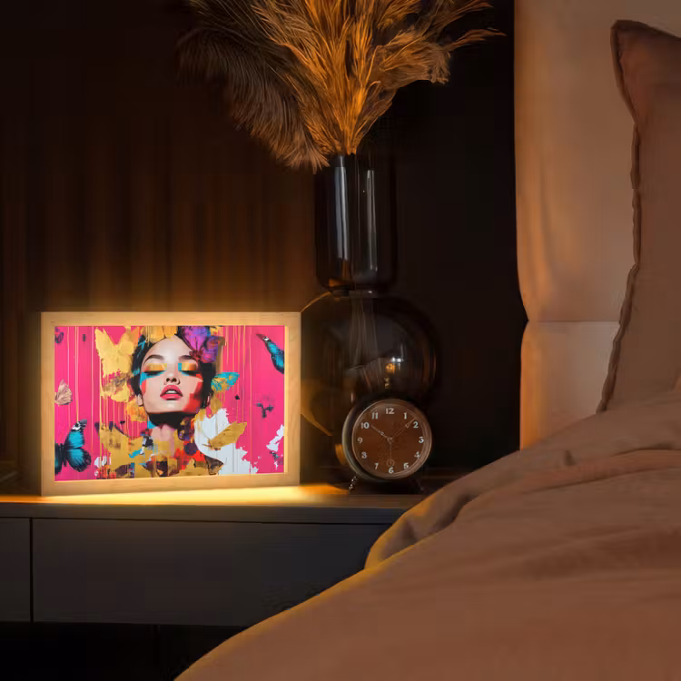 Vrouw - Abstract - Kleurrijk Light Box met kabel (Tafellamp) klein -sfeer1