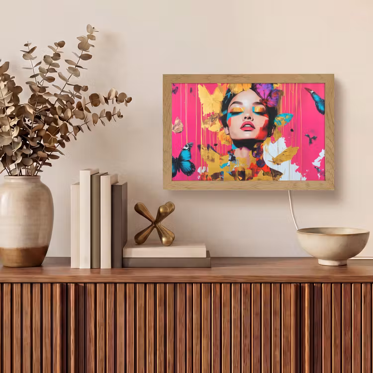 Vrouw - Abstract - Kleurrijk Light Box met kabel (Tafellamp) klein -sfeer2