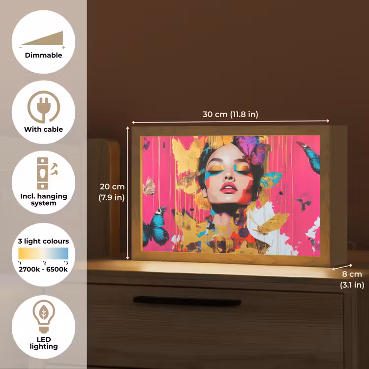 Vrouw - Abstract - Kleurrijk Light Box met kabel (Tafellamp) klein -USP_EN