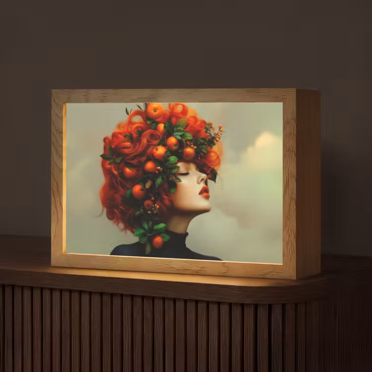 Vrouw - Appels - Rood - Bladeren Light Box met kabel (Tafellamp) klein -z3d_website