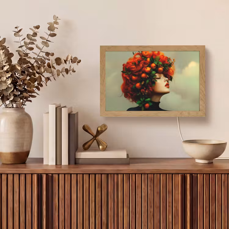 Vrouw - Appels - Rood - Bladeren Light Box met kabel (Tafellamp) klein -sfeer2