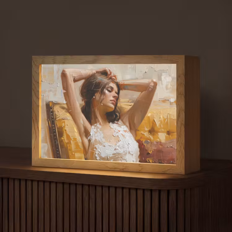 Vrouw - Kunst - Abstract - Modern Light Box met kabel (Tafellamp) klein -z3d_website