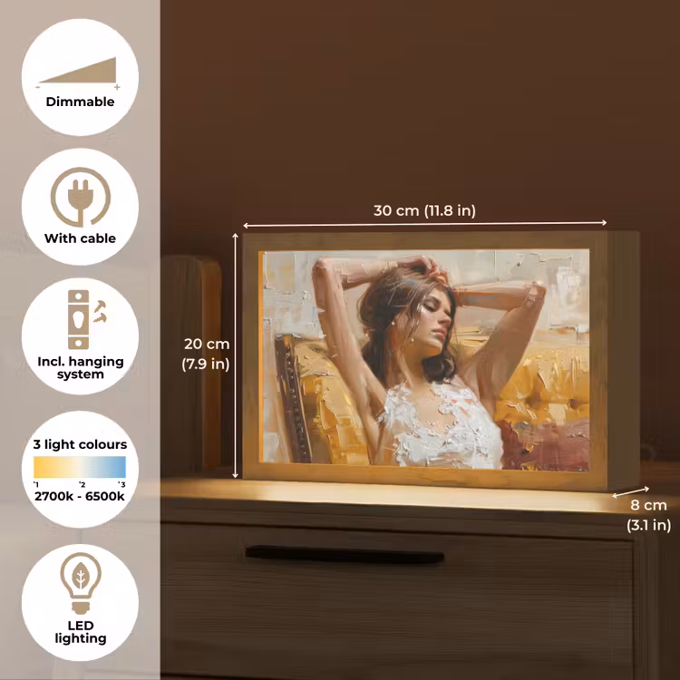 Vrouw - Kunst - Abstract - Modern Light Box met kabel (Tafellamp) klein -USP_EN