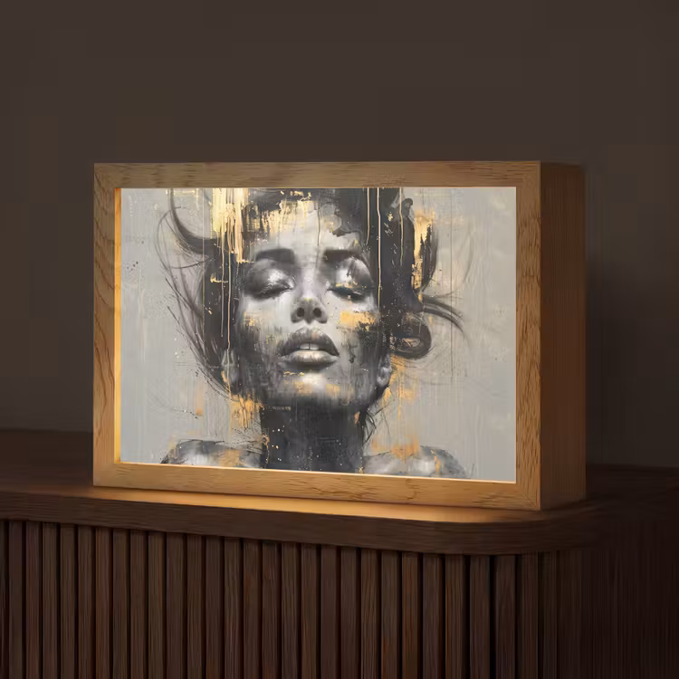 Vrouw - Kunst - Goud - Abstract - Glamour Light Box met kabel (Tafellamp) klein -z3d_website