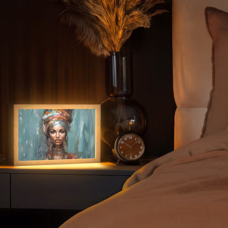 Vrouw - Kunst - Sieraden - Portret Light Box met kabel (Tafellamp) klein -sfeer1