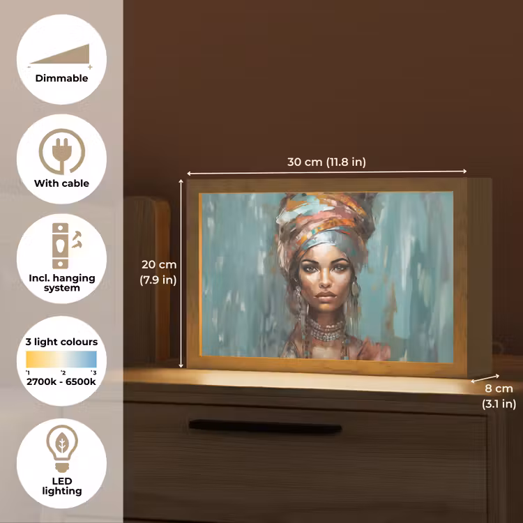 Vrouw - Kunst - Sieraden - Portret Light Box met kabel (Tafellamp) klein -USP_EN