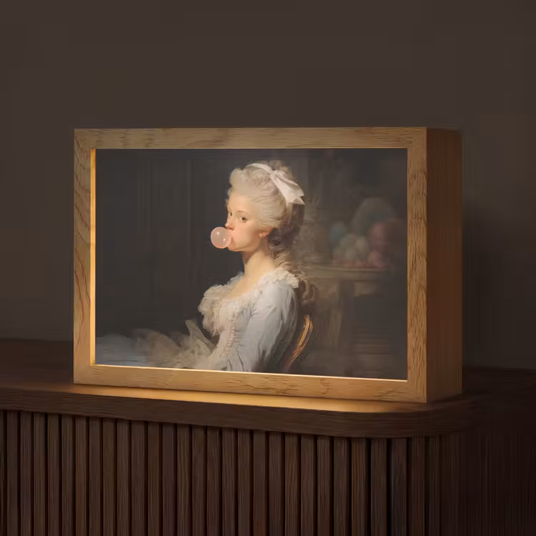 Vrouw - Barokjurk - Kauwgom Light Box met kabel (Tafellamp) klein -z3d_website