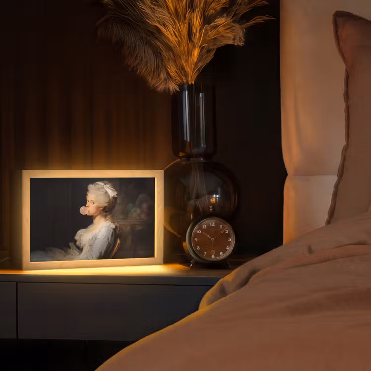 Vrouw - Barokjurk - Kauwgom Light Box met kabel (Tafellamp) klein -sfeer1