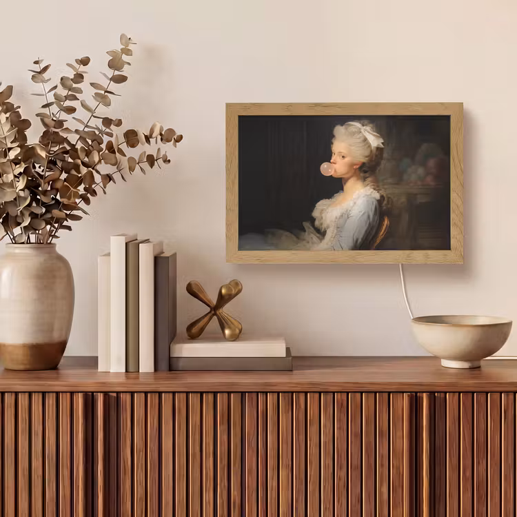 Vrouw - Barokjurk - Kauwgom Light Box met kabel (Tafellamp) klein -sfeer2