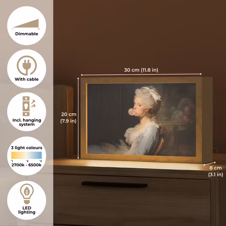 Vrouw - Barokjurk - Kauwgom Light Box met kabel (Tafellamp) klein -USP_EN