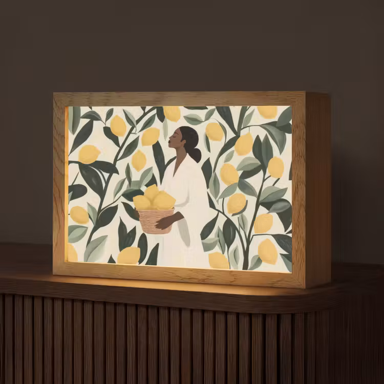 Vrouw - Mand - Citroenen - Bladeren Light Box met kabel (Tafellamp) klein -z3d_website