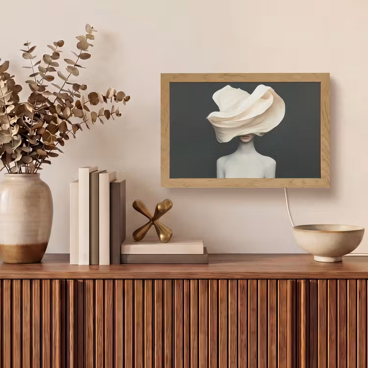 Vrouw - Beige - hoed Light Box met kabel (Tafellamp) klein -sfeer2