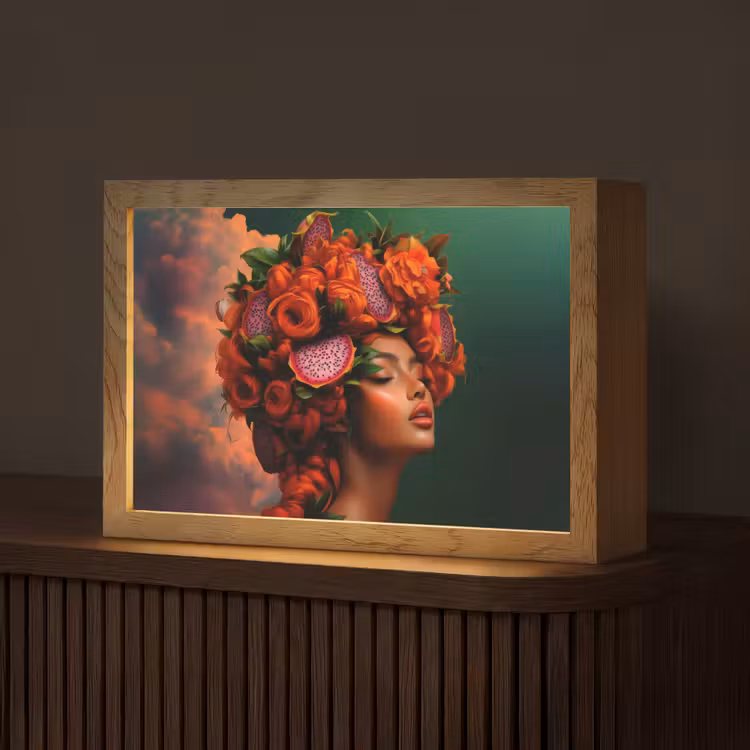 Vrouw - Drankenfruit - Rozen Light Box met kabel (Tafellamp) klein -z3d_website