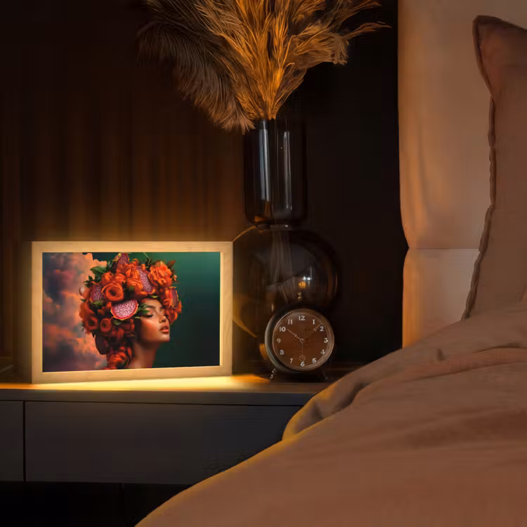 Vrouw - Drankenfruit - Rozen Light Box met kabel (Tafellamp) klein -sfeer1