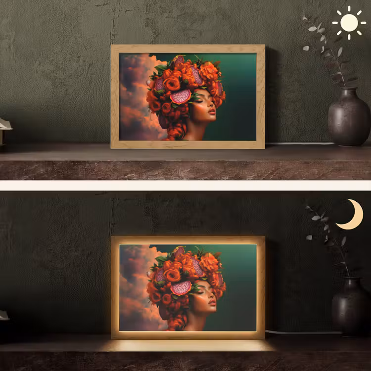 Vrouw - Drankenfruit - Rozen Light Box met kabel (Tafellamp) klein -sfeer3