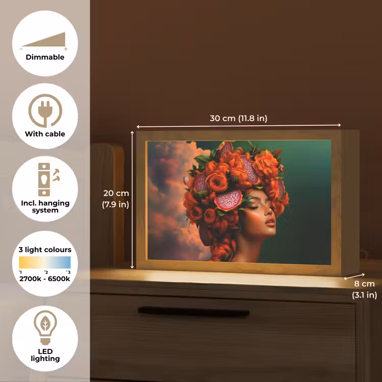 Vrouw - Drankenfruit - Rozen Light Box met kabel (Tafellamp) klein -USP_EN