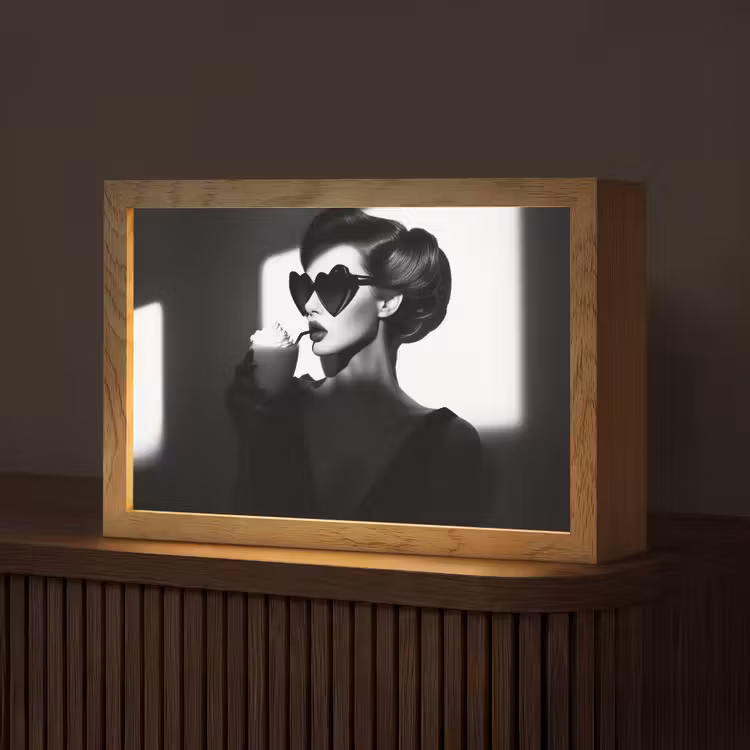 Vrouw - Zwart - Hart Light Box met kabel (Tafellamp) klein -z3d_website