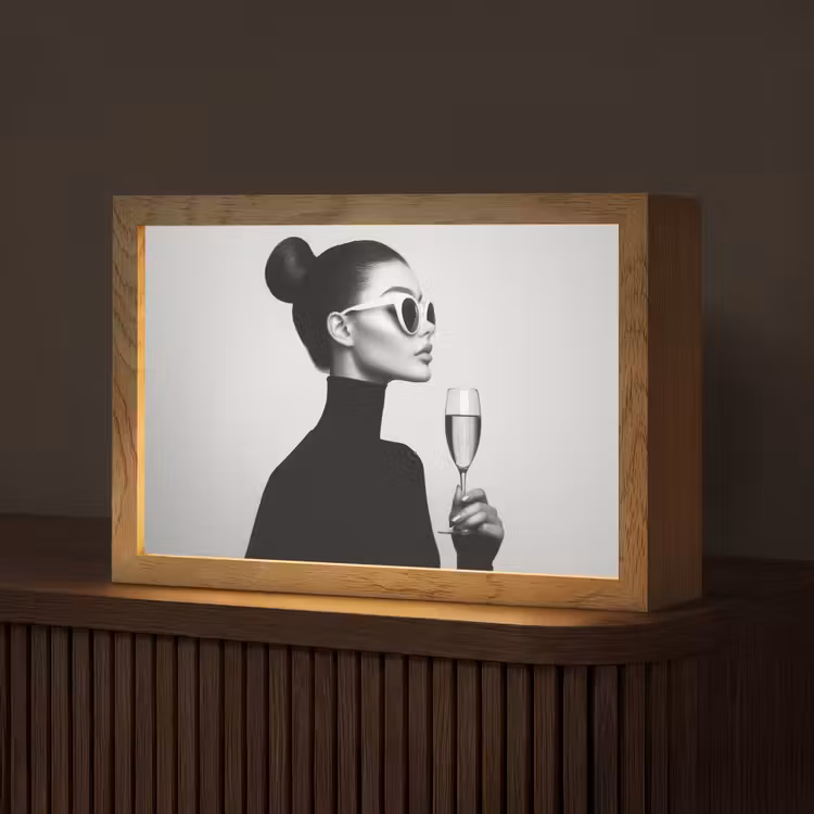 Vrouw - Champagne - Modern Light Box met kabel (Tafellamp) klein -z3d_website