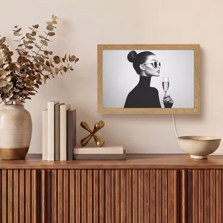Vrouw - Champagne - Modern Light Box met kabel (Tafellamp) klein -sfeer2