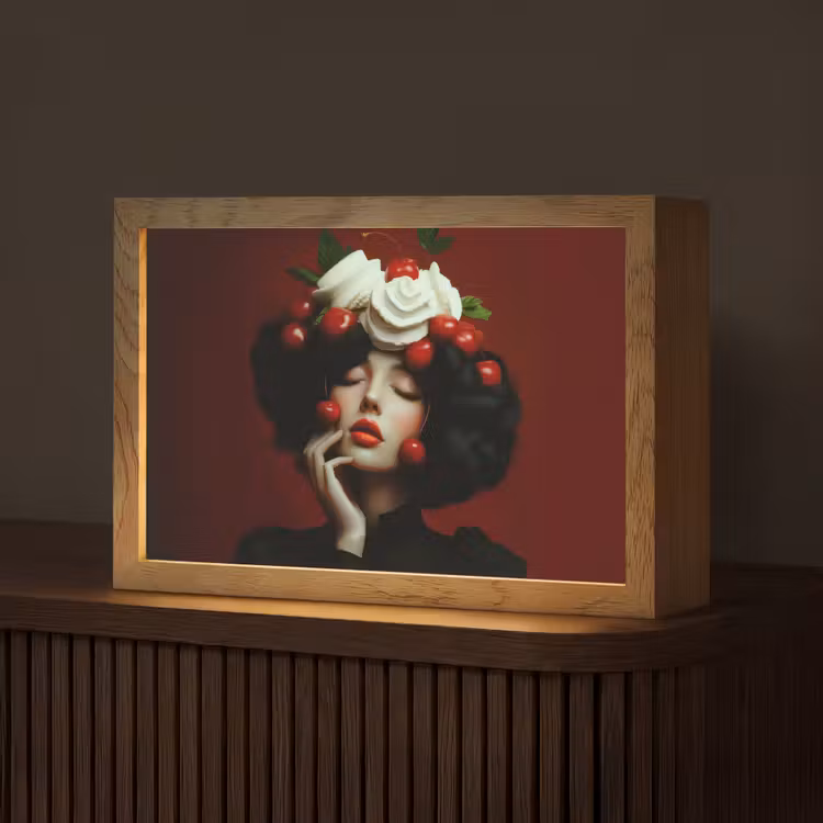 Vrouw - Kersen - Slagroom Light Box met kabel (Tafellamp) klein -z3d_website