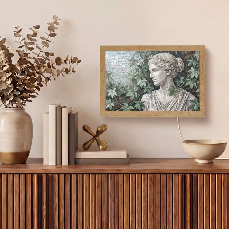 Vrouw - Klassiek - Mozaiëk - Natuur - Groen Light Box met kabel (Tafellamp) klein -sfeer2