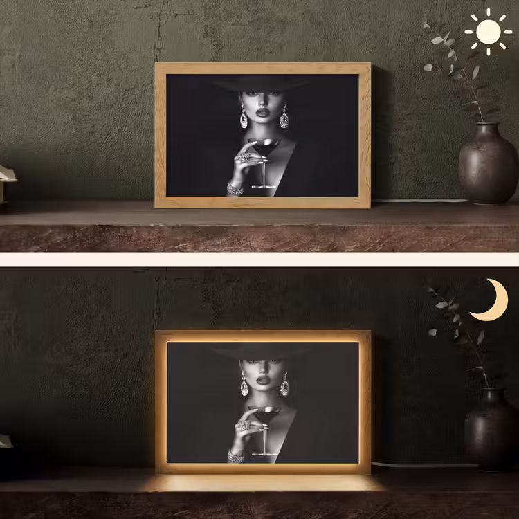 Vrouw - Cocktail - Chic Light Box met kabel (Tafellamp) klein -sfeer3