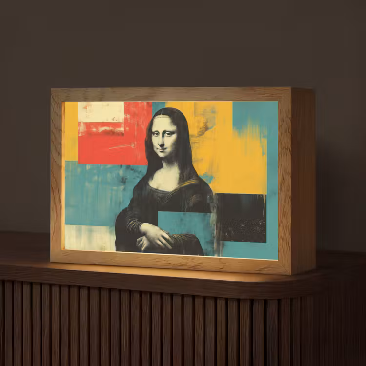 Vrouw - Kleurvlakken - Klassieke schilderkunst Light Box met kabel (Tafellamp) klein -z3d_website