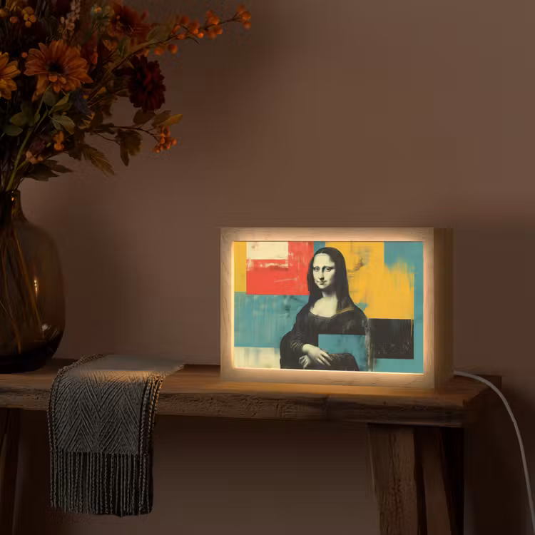 Vrouw - Kleurvlakken - Klassieke schilderkunst Light Box met kabel (Tafellamp) klein -sfeer4