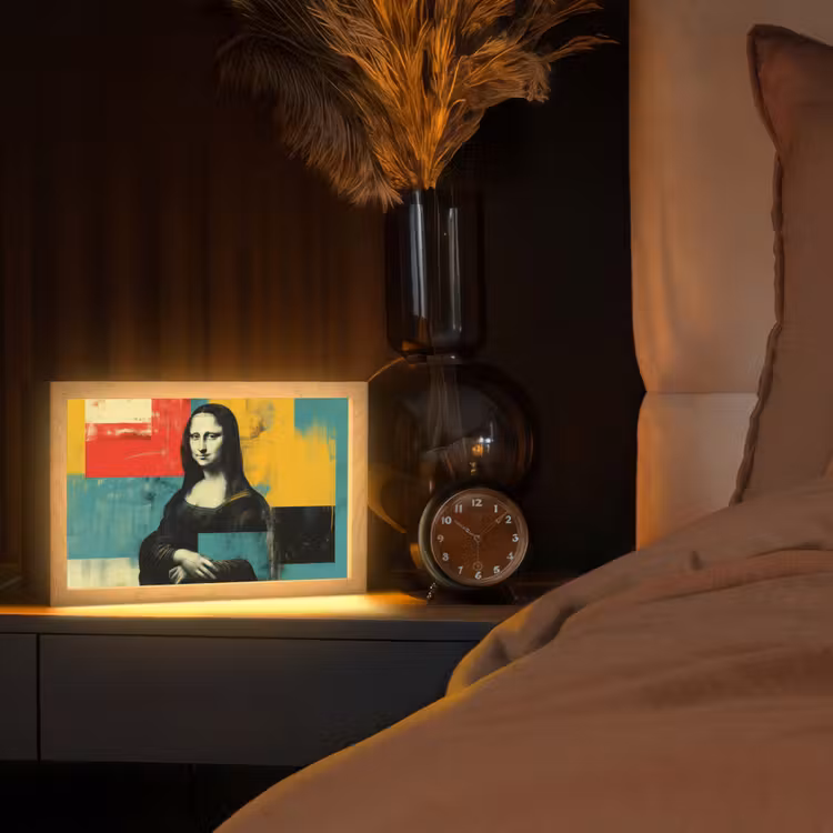 Vrouw - Kleurvlakken - Klassieke schilderkunst Light Box met kabel (Tafellamp) klein -sfeer1