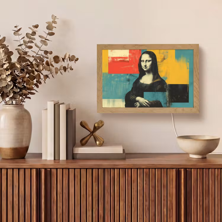 Vrouw - Kleurvlakken - Klassieke schilderkunst Light Box met kabel (Tafellamp) klein -sfeer2