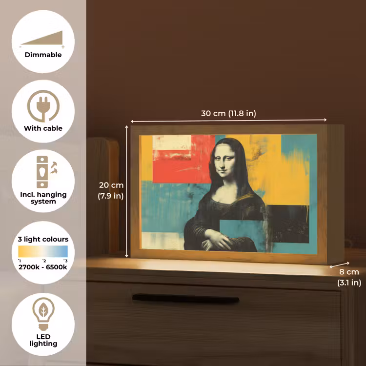 Vrouw - Kleurvlakken - Klassieke schilderkunst Light Box met kabel (Tafellamp) klein -USP_EN