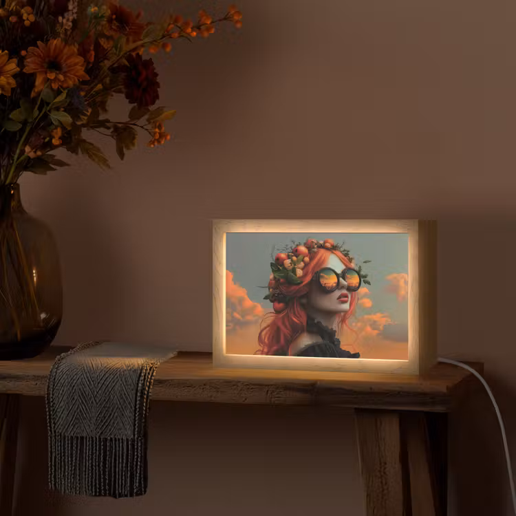 Vrouw - Kroon - Tomaat - Bascilicum - Zonnebril Light Box met kabel (Tafellamp) klein -sfeer4