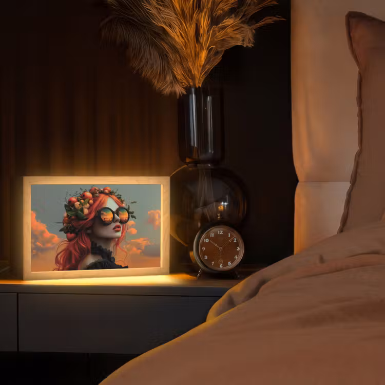 Vrouw - Kroon - Tomaat - Bascilicum - Zonnebril Light Box met kabel (Tafellamp) klein -sfeer1