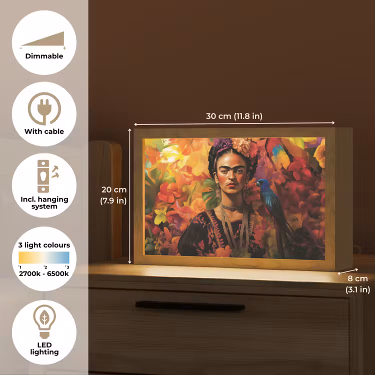 Vrouw - Bloemen - Papegaai - Schilderachtig Light Box met kabel (Tafellamp) klein -USP_EN