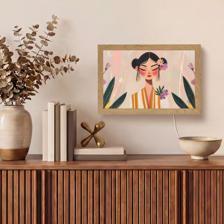 Vrouw - Bloemen - Pastel Light Box met kabel (Tafellamp) klein -sfeer2