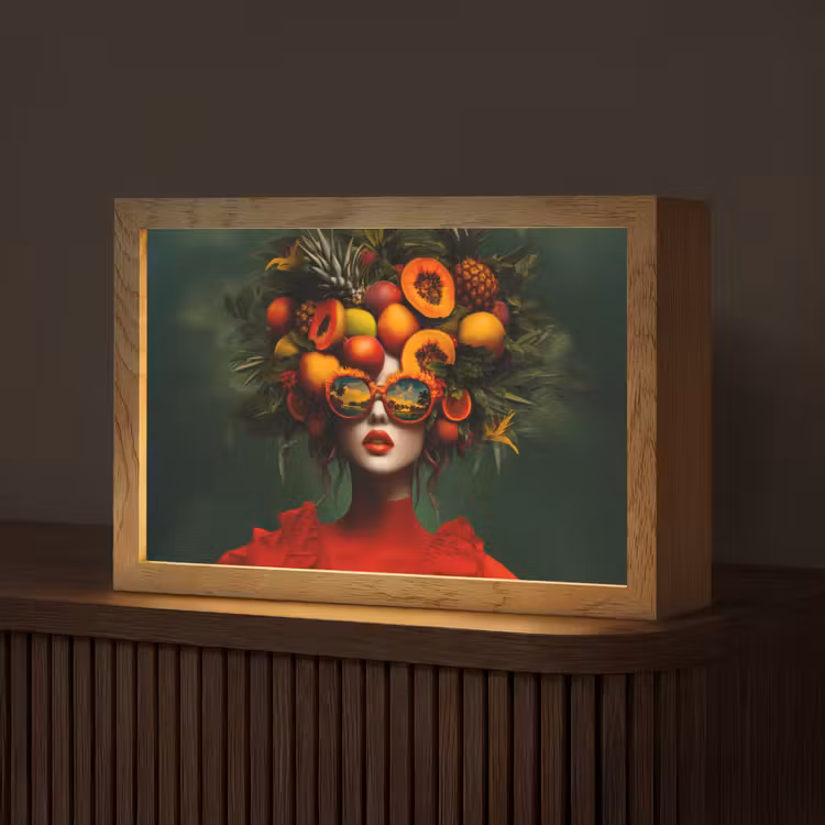 Vrouw - Vruchten - Papaja - Ananas Light Box met kabel (Tafellamp) klein -z3d_website