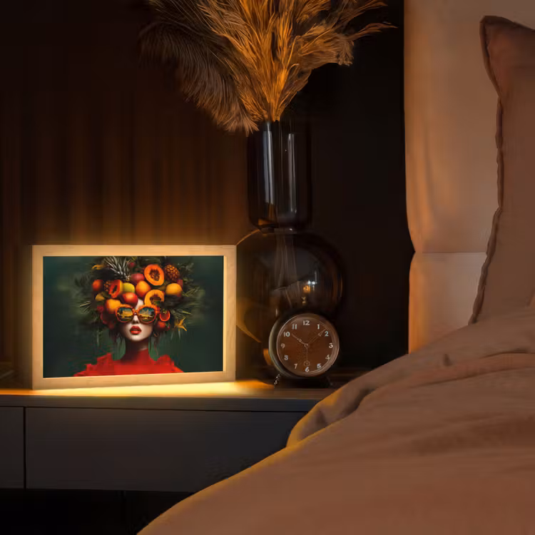 Vrouw - Vruchten - Papaja - Ananas Light Box met kabel (Tafellamp) klein -sfeer1