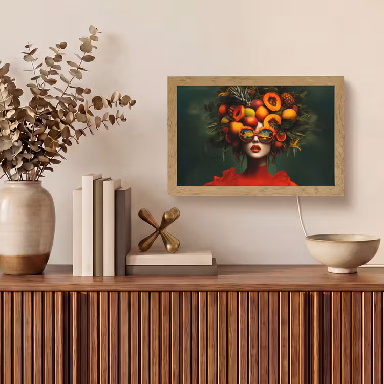 Vrouw - Vruchten - Papaja - Ananas Light Box met kabel (Tafellamp) klein -sfeer2