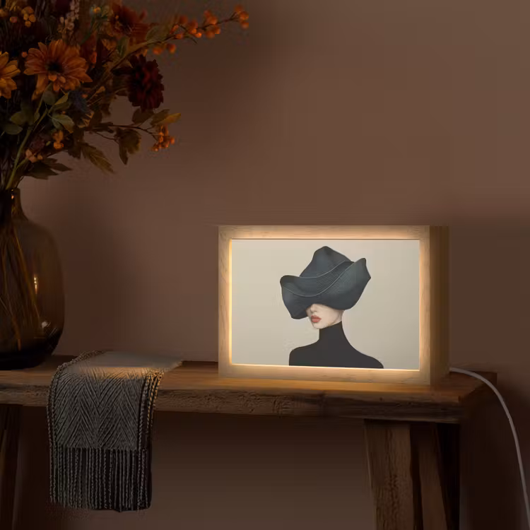 Vrouw - Groen - Hoed Light Box met kabel (Tafellamp) klein -sfeer4