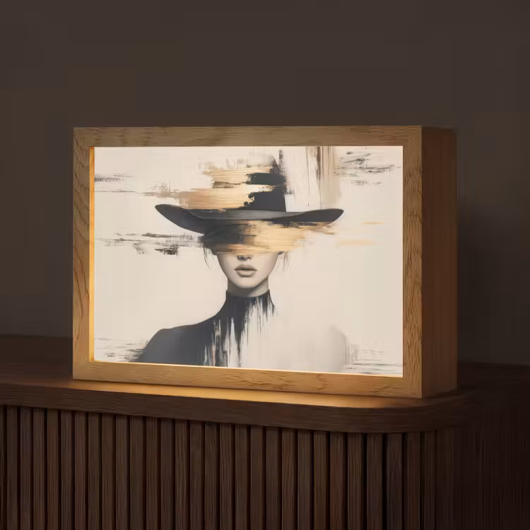 Vrouw - Hoed - Verf Light Box met kabel (Tafellamp) klein -z3d_website